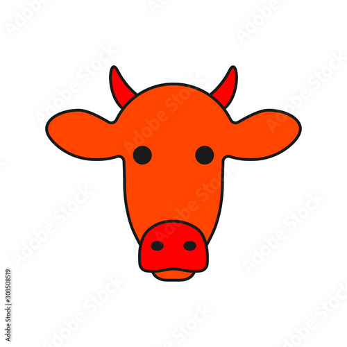 Cow flat icon. Head, face, face, animal. Vector illustration