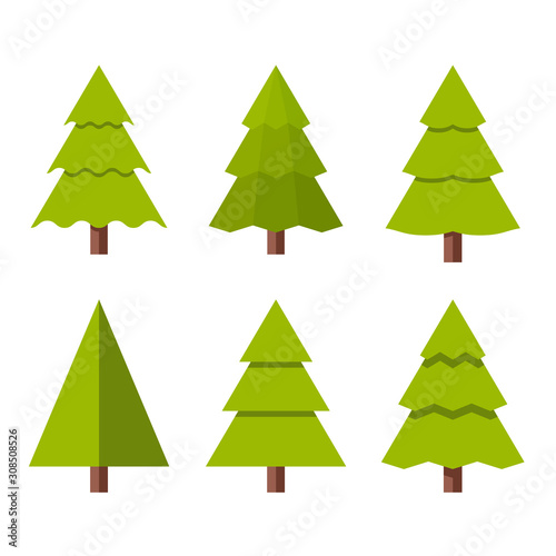Obraz na płótnie Collection of Christmas trees, modern flat design. w salonie