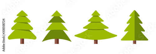 Obraz na płótnie Collection of Christmas trees, modern flat design. w salonie