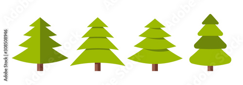 Obraz na płótnie Collection of Christmas trees, modern flat design. w salonie
