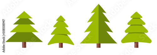Obraz na płótnie Collection of Christmas trees, modern flat design. w salonie