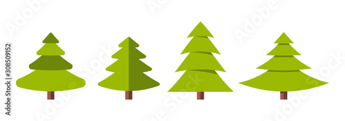 Obraz na płótnie Collection of Christmas trees, modern flat design. w salonie