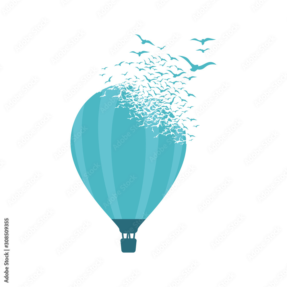 Ballon with the effect of destruction. Dispersion. Birds