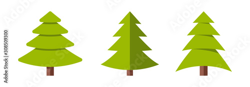 Obraz na płótnie Collection of Christmas trees, modern flat design. w salonie