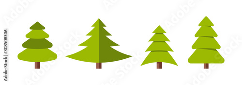 Obraz na płótnie Collection of Christmas trees, modern flat design. w salonie