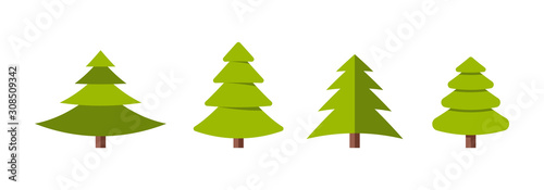 Obraz na płótnie Collection of Christmas trees, modern flat design. w salonie