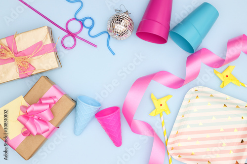 Birthday party decoration in blue and pink color for boys and girls - Happy birthday 