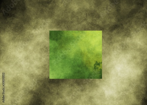 Green square on light yellow nebula background