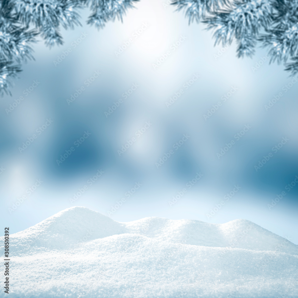 Winter background of snow and free space for your decoration.  - obrazy, fototapety, plakaty 