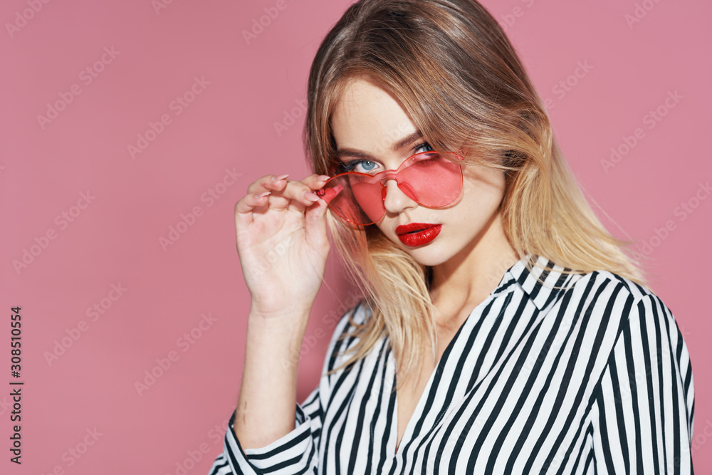 portrait of young woman in glasses portrait of young woman in glasses