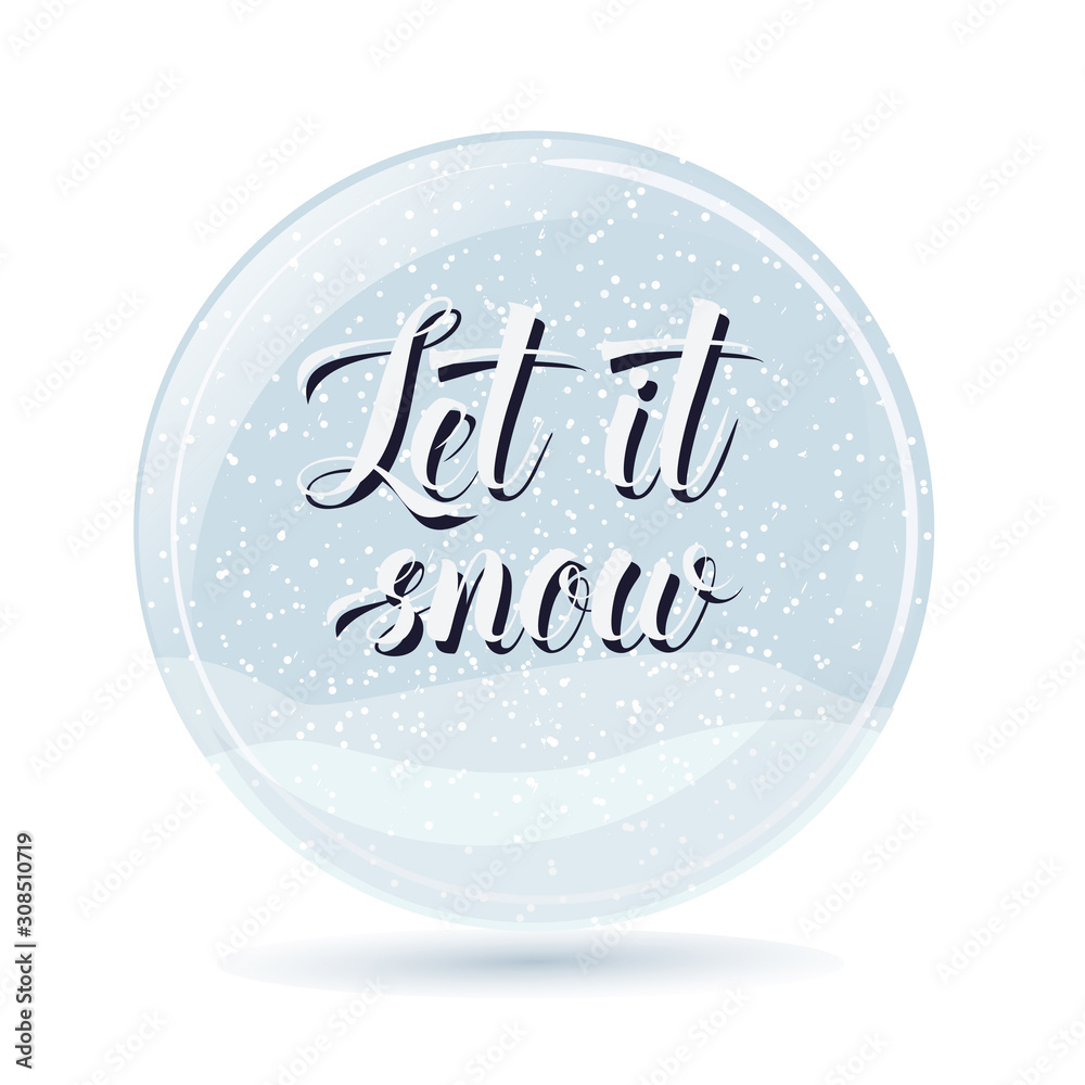 Let it snow greeting text on circle blue background flat vector illustration Let it snow greeting text on circle blue background flat vector illustration