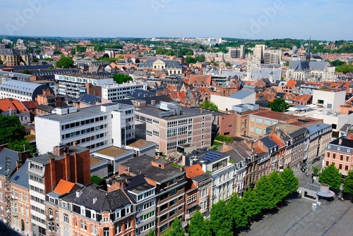 Photography View over Leuven Town Center from the University Library Tower in Leuven (Louvai