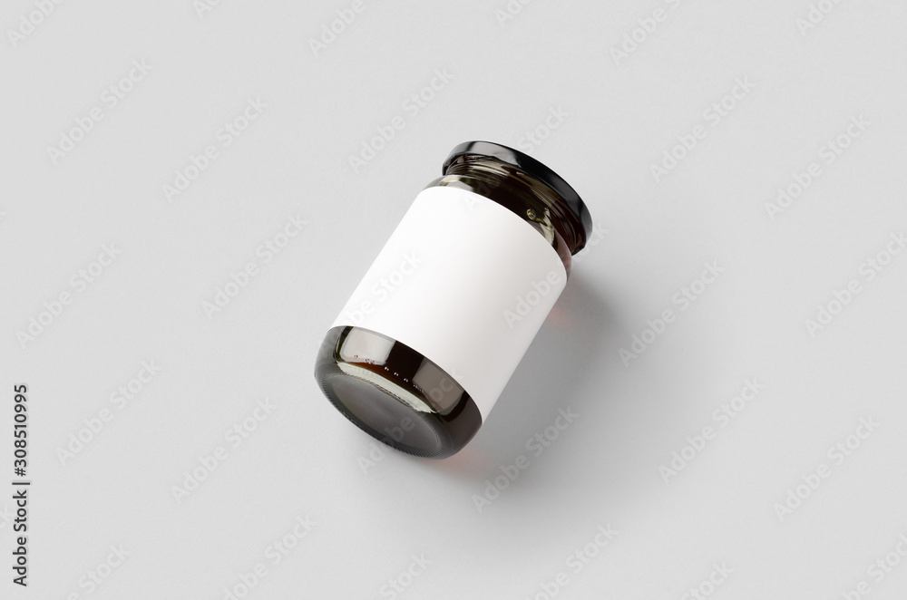 Honey jar mockup with blank label. Honey jar mockup with blank label.