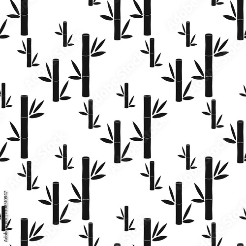 Black bamboo seamless pattern vector,bamboo tree , leaves, branches