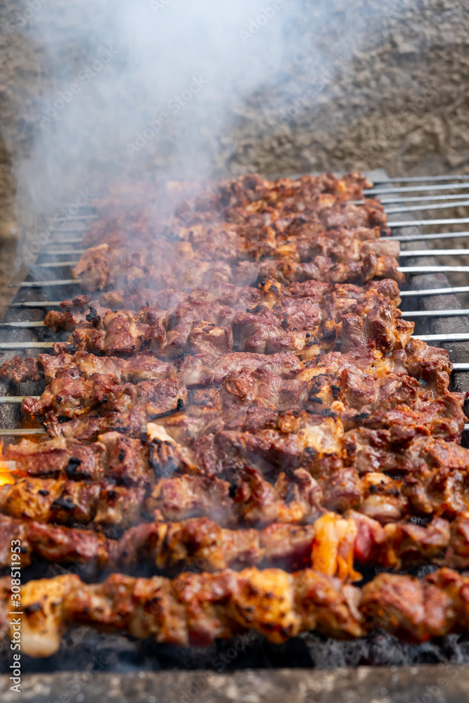 Barbecued lamb shish kebab. Turkish known as Barbecued lamb shish kebab. Turkish known as