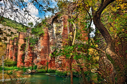 PREVEZA, EPIRUS, GREECE. Part of the Roman Aqueduct of Ancient Nikopolis , close to Aghios Georgios village, on the springs of Louros river, photo