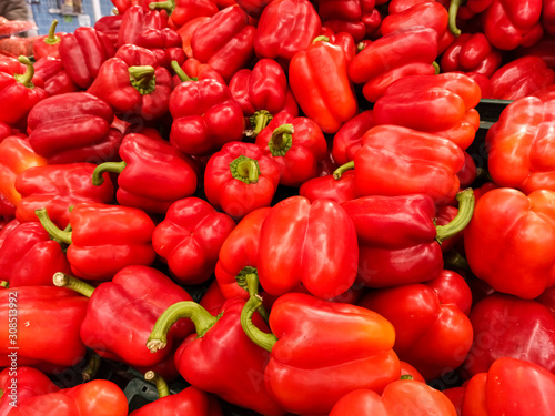 Fototapeta Naklejka Na Ścianę i Meble -  Red pepper on the counter. The texture of red pepper.