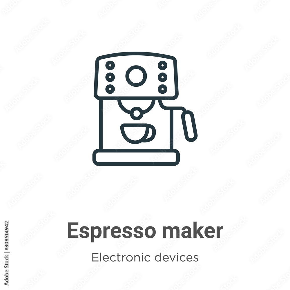 Espresso maker outline vector icon. Thin line black espresso maker icon, flat vector simple element illustration from editable electronic devices concept isolated on white background