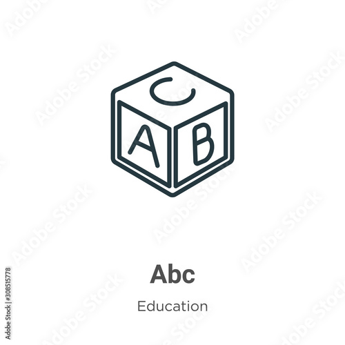 Abc outline vector icon. Thin line black abc icon, flat vector simple element illustration from editable education concept isolated on white background