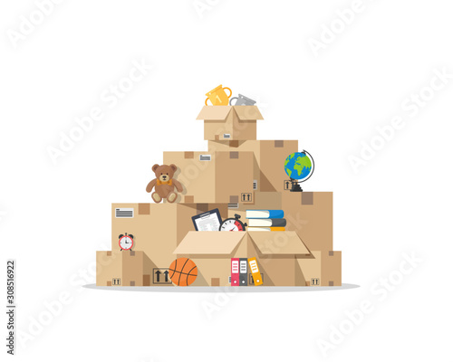 Moving with boxes to new home