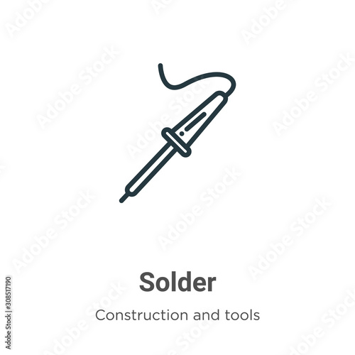 Solder outline vector icon. Thin line black solder icon, flat vector simple element illustration from editable construction and tools concept isolated on white background