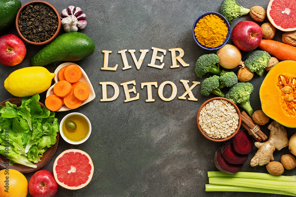 Liver detox diet food concept. Healthy eating concept for the liver