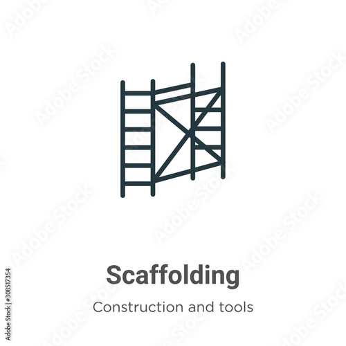 Scaffolding outline vector icon. Thin line black scaffolding icon, flat vector simple element illustration from editable construction and tools concept isolated on white background