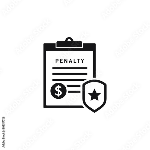 Penalty document icon design isolated on white background. Vector illustration