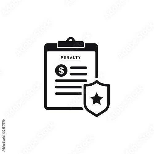 Penalty document icon design isolated on white background. Vector illustration