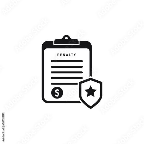 Penalty document icon design isolated on white background. Vector illustration