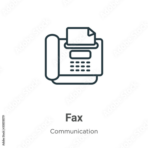 Fax outline vector icon. Thin line black fax icon, flat vector simple element illustration from editable communication concept isolated on white background photo