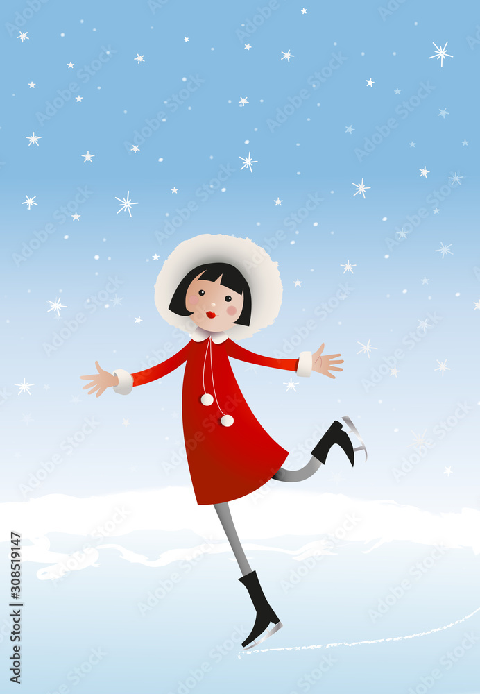 mère noël patineuse illustration mère noël patineuse illustration