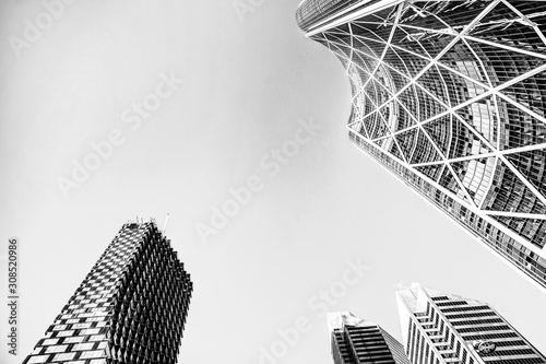 The Bow Tower skyscraper in Calgary Alberta in Black and White