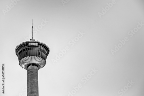 The iconic Calgary Tower in Black and White