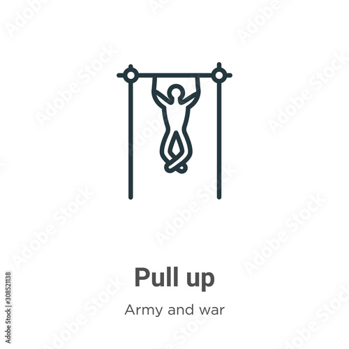 Pull up outline vector icon. Thin line black pull up icon, flat vector simple element illustration from editable army and war concept isolated on white background