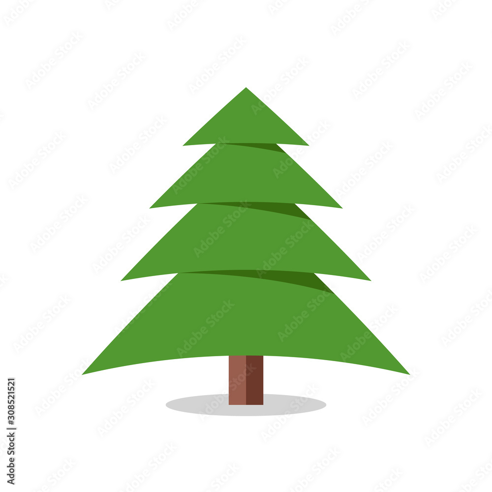 Collection of Christmas trees, modern flat design.