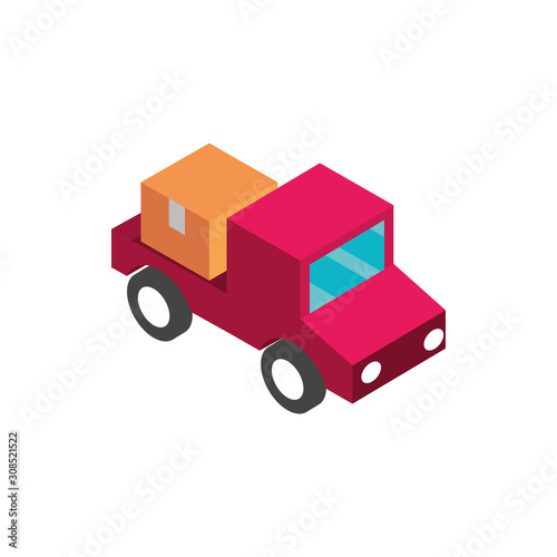 farm pick up vehicle with box rural isometric icon