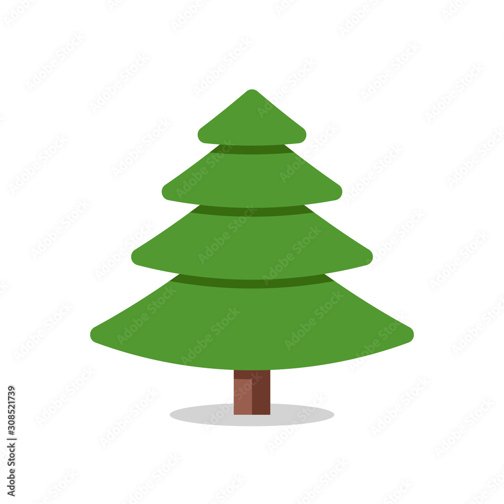 Collection of Christmas trees, modern flat design.