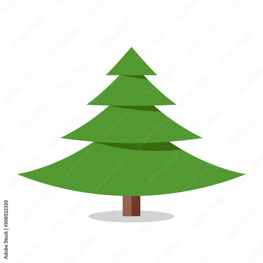Collection of Christmas trees, modern flat design.