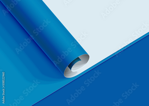 Realistic roll of colorful paper sheet, vector illustration