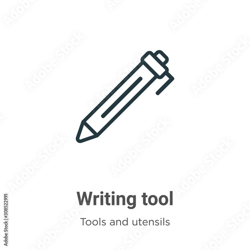 Writing tool outline vector icon. Thin line black writing tool icon, flat vector simple element illustration from editable tools and utensils concept isolated on white background
