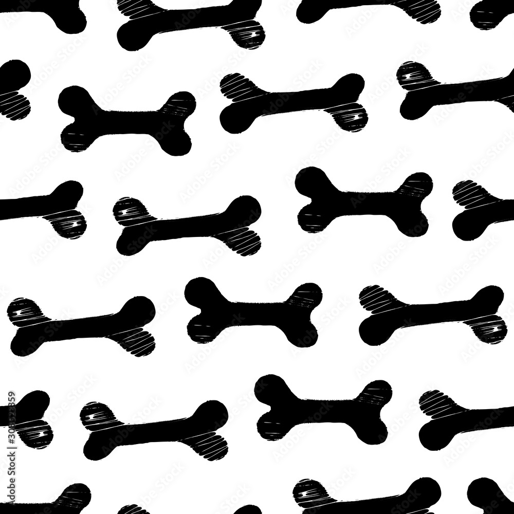 Ink hand drawn seamless pattern with bones Ink hand drawn seamless pattern with bones