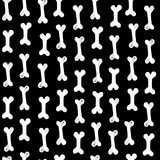 Ink hand drawn seamless pattern with bones