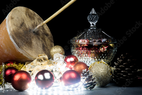 zambomba, Spanish popular musical membrane at Christmas and ornaments photo