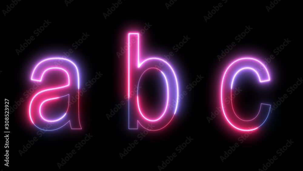 Set of Neon Glowing Seamless Looping Lower case Letter Animations for Editing Set of Neon Glowing Seamless Looping Lower case Letter Animations for Editing
