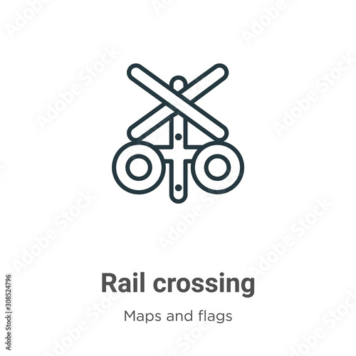 Rail crossing outline vector icon. Thin line black rail crossing icon, flat vector simple element illustration from editable maps and flags concept isolated on white background