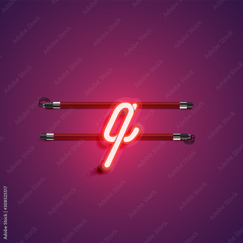 Purple/red coloured neon character, vector illustration Purple/red coloured neon character, vector illustration