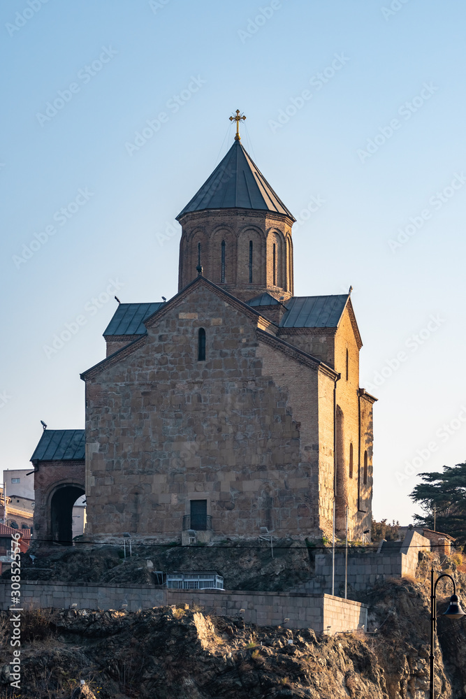 Metekhi Church and monument of King Vakhtang I Gorgasali, Tbilisi