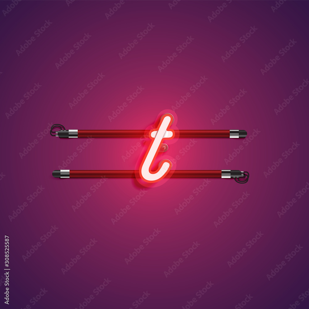 Purple/red coloured neon character, vector illustration Purple/red coloured neon character, vector illustration