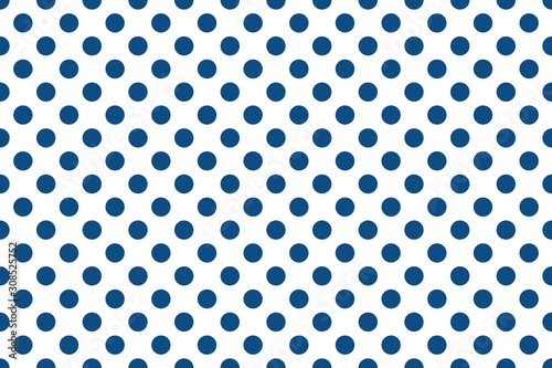 Classic blue of the year 2020 repeat polka dot pattern on the white background